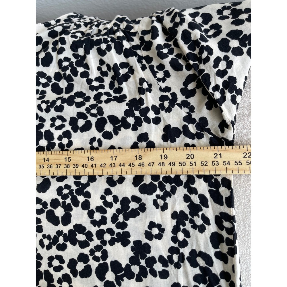 LOFT Womens Black White Floral Leopard Print Rayon Button Up Blouse Size M - Picture 8 of 14
